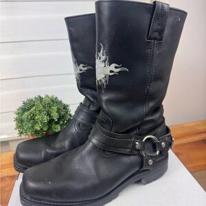 Harley Davidson Black Leather Men's Boots 9.5 biker riding motorcycle